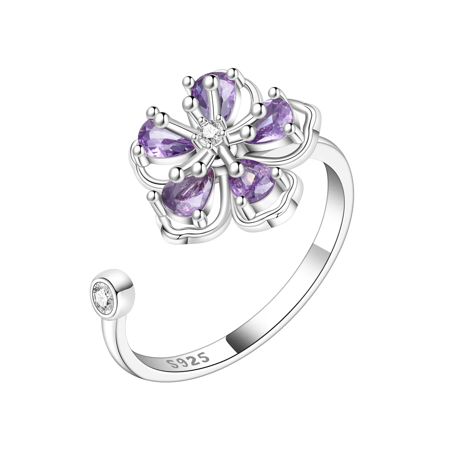 2026 HOT Sale 925 Sterling Silver Open Rings Adjustable Mermaid Heart Inlaid Zircon R alternate view