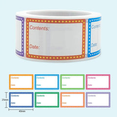 200 Pieces Food Labels, 1 x 1.6 Inch Date Stickers for Freezer, Refrigerator Food Cont close-up view