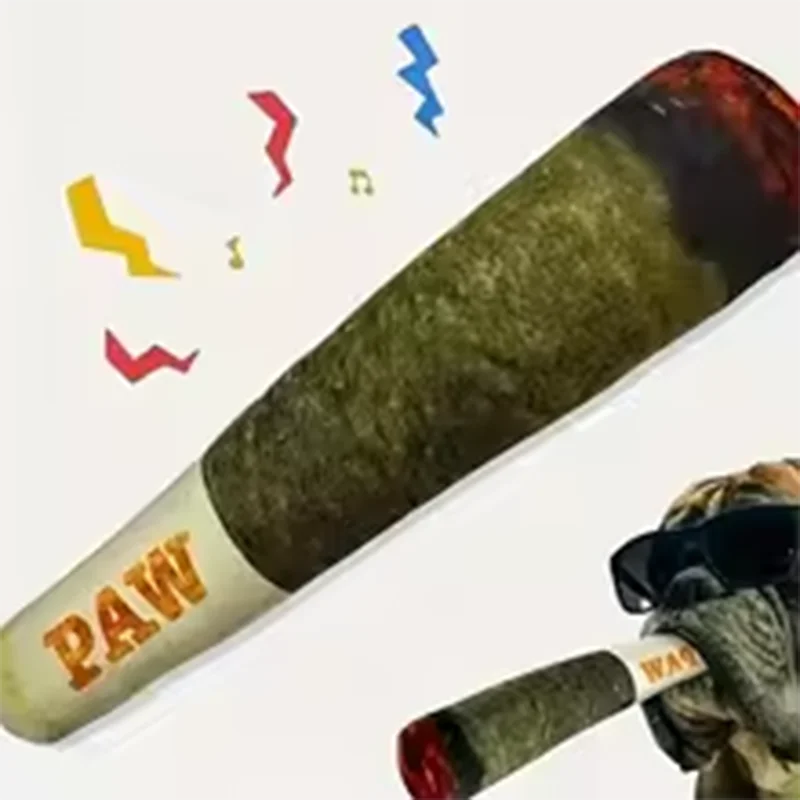 Interactive Dog Toys Cigar Design Plush Squeaky Pet Toys Grinding Teeth Chew Stuffed Gifts