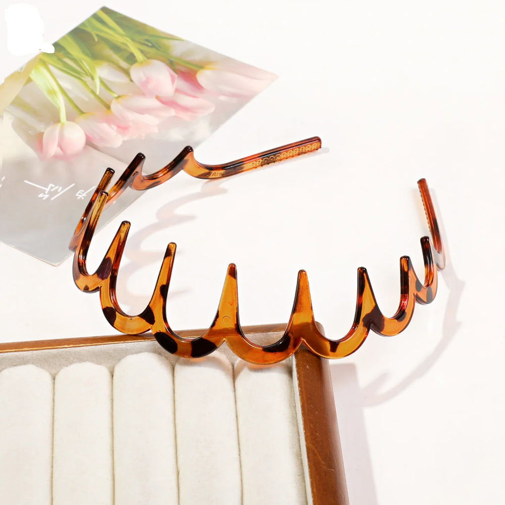 Fashion Acetate Headband BLOND HAVANA Color Matching Hair Band Wide Headband Women Gir close-up view