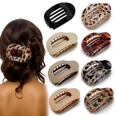 Oval Hair Claw Clip for Women Leopard Fashion New Design Matte Curved Flat Styling Barrettes Acrylic Lying Down Hair Accessories