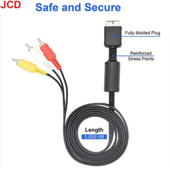 JCD 1pc For PS1 PS2 PS3 1.8M AV Cable Splitter RCA Audio Video Extend Cord to Monitor TV detail view
