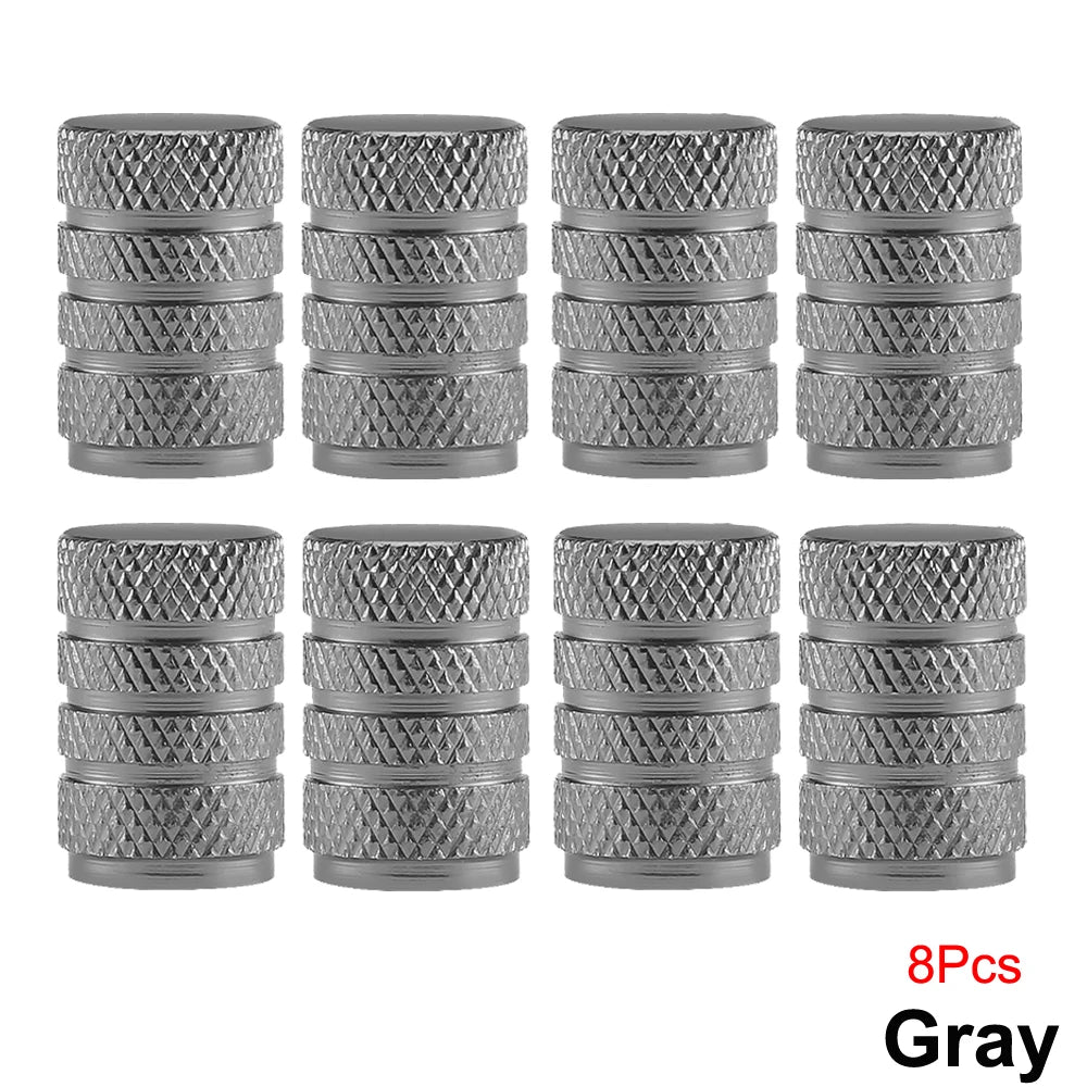 Aluminum Tire Valve Caps, Dustproof Stem Covers for Car Truck Bike close-up view