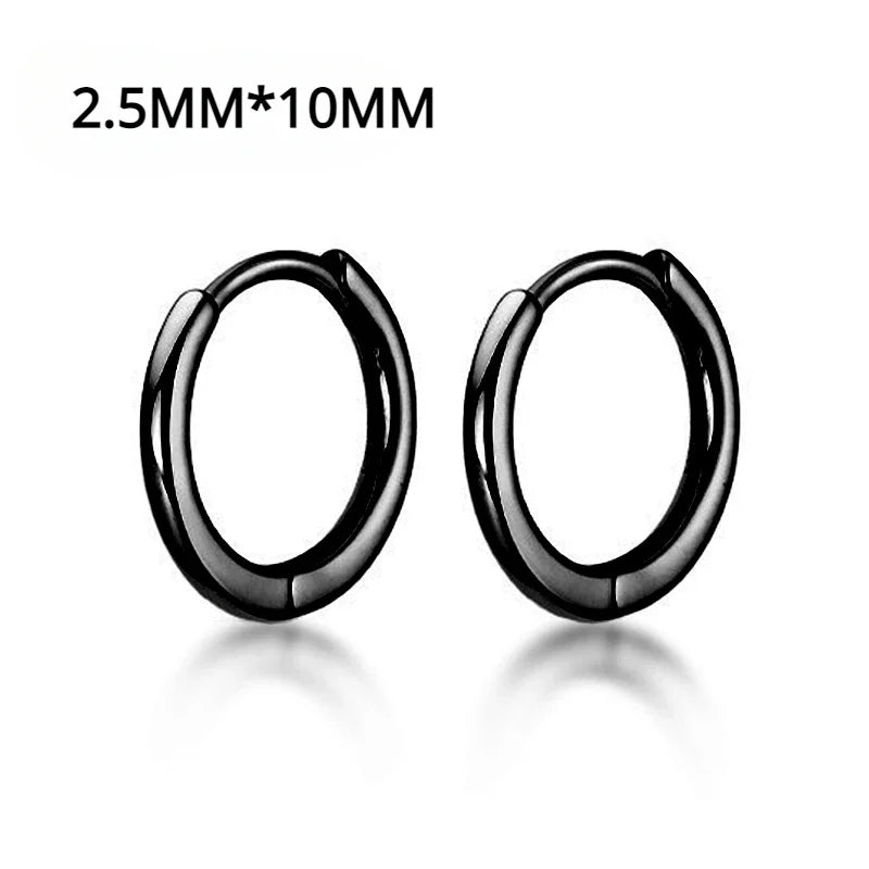 Unisex Punk Black Stainless Steel Hoop Earrings | Gothic Fake Earring Set lifestyle view