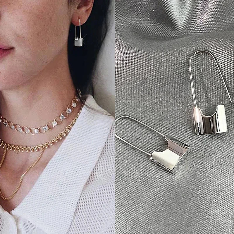 Geometric Metal Hoop Earrings for Women | Trendy Fashion Jewelry Set detail view