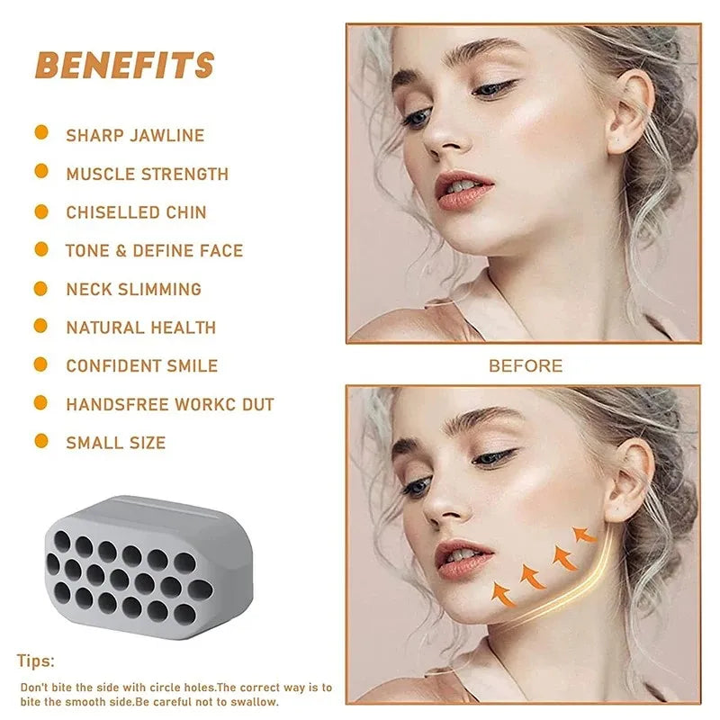 Silicone Jaw Exerciser | Facial Toner and Jawline Fitness Ball for Double Chin close-up view