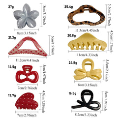 2pcs/set Hair Claw Clips for Women Girls Heart Bow Dots Leopard Large Small Crab Hairpin detail view