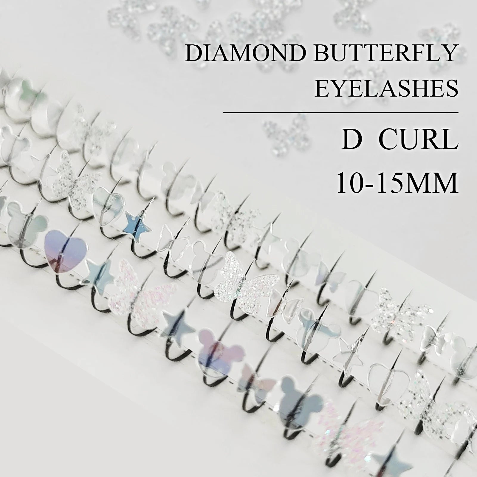 Summer Silvery Butterfly Fairy Eyelashes | Glitter Music Festival Lashes 10-15mm lifestyle view