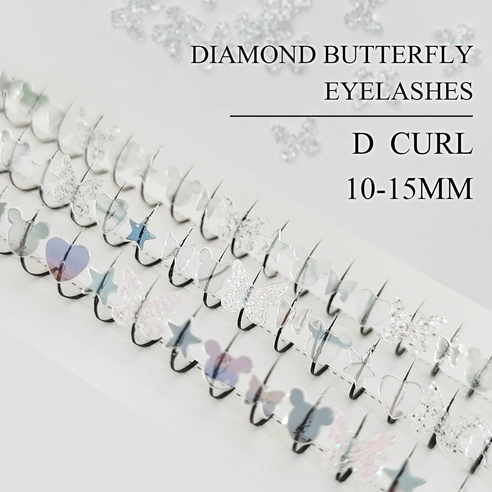 Summer Silvery Butterfly Fairy Eyelashes | Glitter Music Festival Lashes 10-15mm lifestyle view