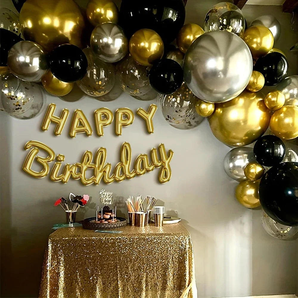 16pcs Black Metallic Sequin Glitter Balloons | Party Decoration Set additional angle