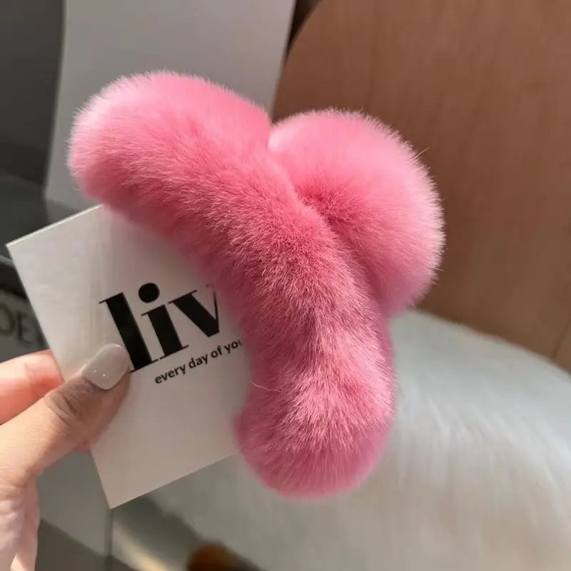 Plush Hair Clip, Cotton, 2 Pcs