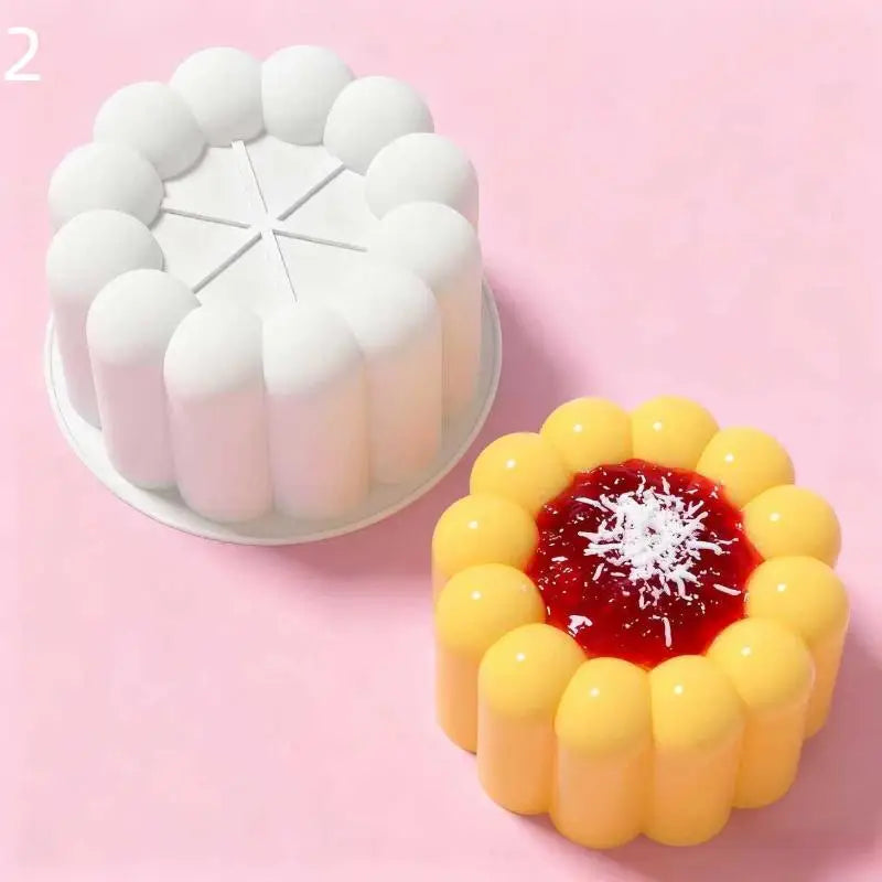 Silicone Mousse Cake Mold Flower Heart Star Shape Kitchen Baking Pudding Cup Chocolate close-up view