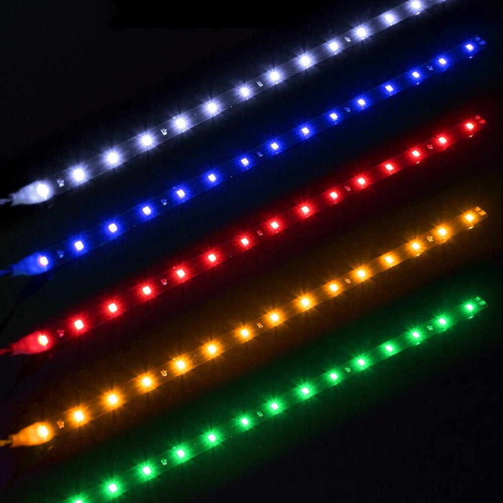 2X 30cm LED Strip Light DRL 3528 1210 15SMD | Car Ambient Atmosphere Light close-up view