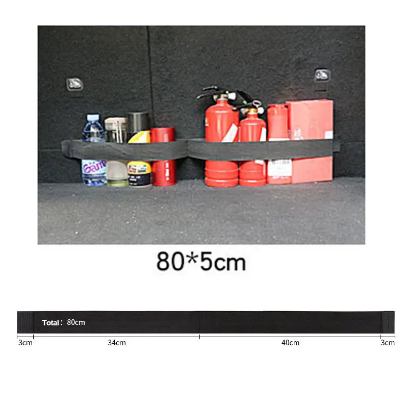 Car Trunk Organizer Elastic Fixing Tape Fire Extinguisher Water Tank Miscellaneous Sto close-up view