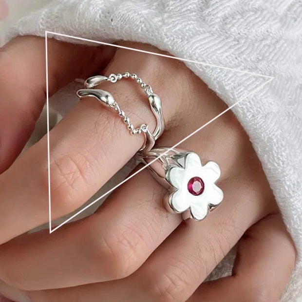 VENTFILLE 925 Sterling Silve Flower Ring for Women Gift Hollow Out Design Retro Hip Ho close-up view