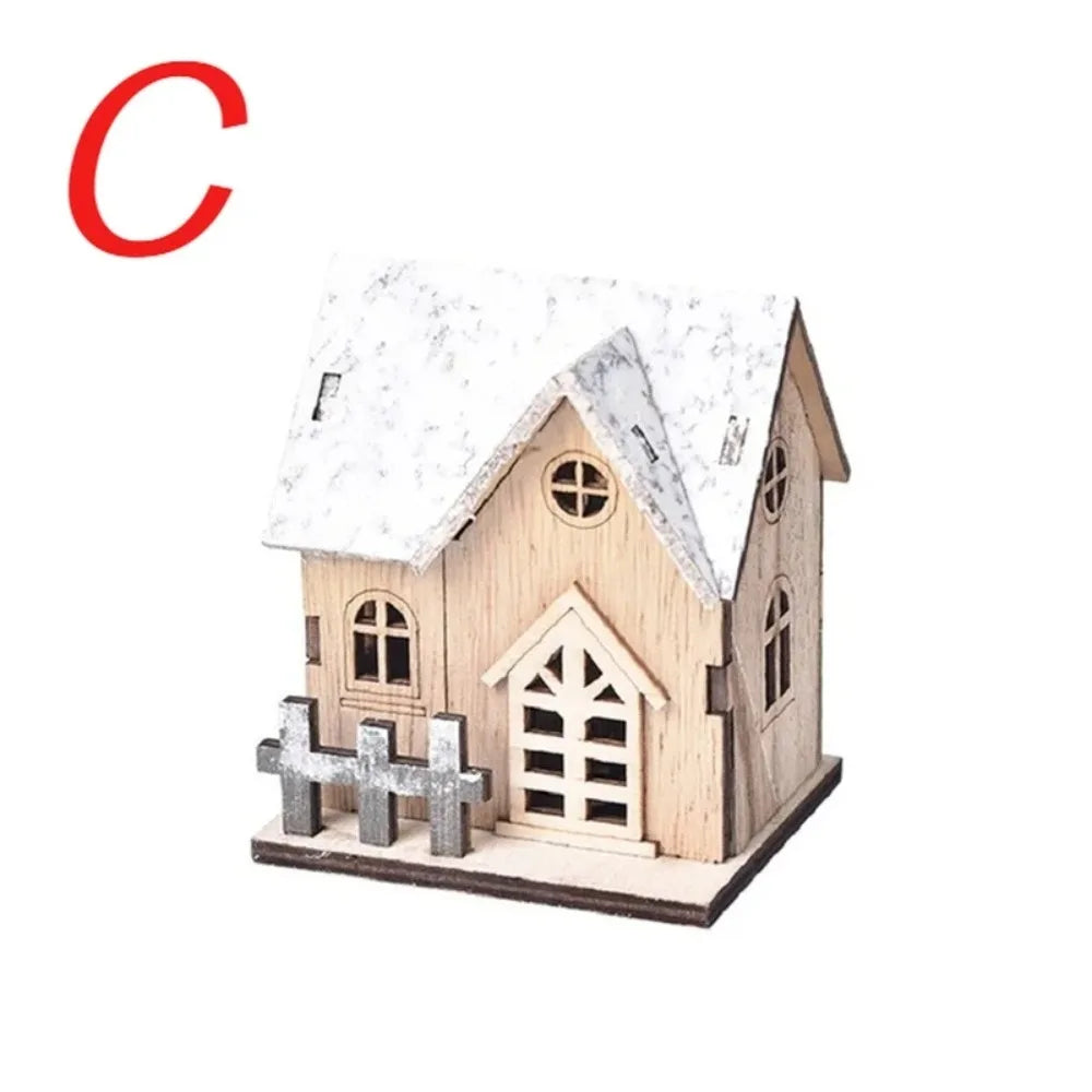Christmas LED Light Wooden House Luminous Cabin Merry Christmas detail view