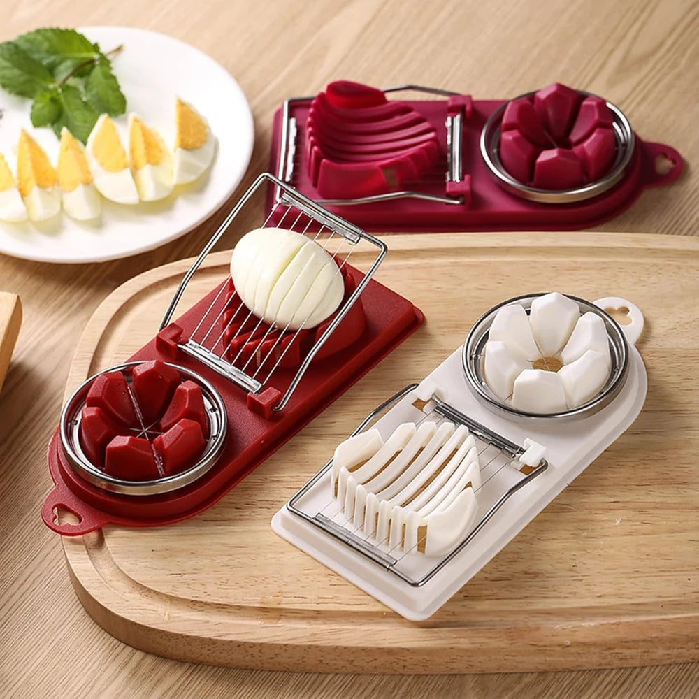 2 In 1 Egg Slicer Multifunctional Stainless Steel Egg Cutter | Kitchen Gadget for Slicing Eggs, Frui