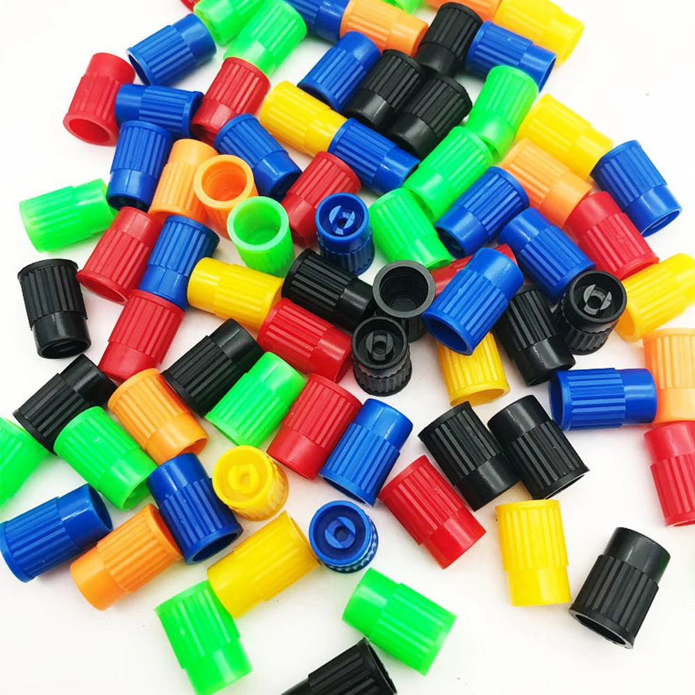 Plastic Tire Valve Caps Built-in Valve Core Remover Tool Universal Stem Covers for additional angle