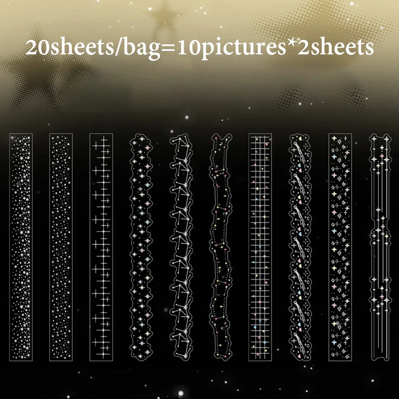 Mr.Paper 20Pcs/Pack Starlight Series Laser Silver PET Long Strip Stickers Holographic alternate view