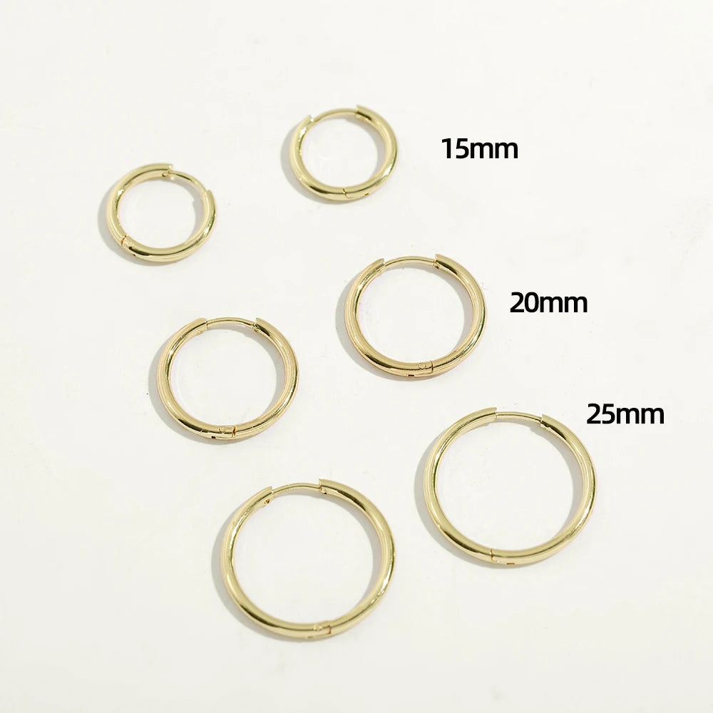 Gold Hoop Earrings for Women | Stainless Steel Round Huggies lifestyle view