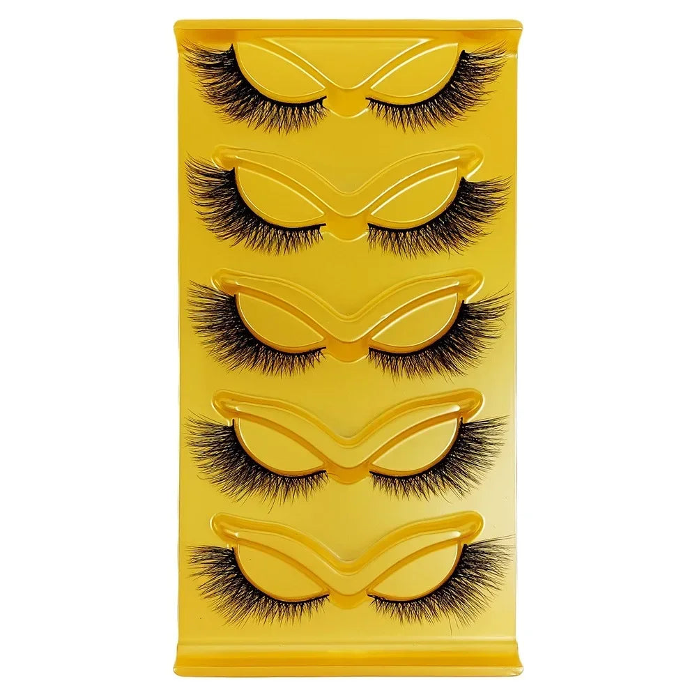 5 Pairs Cat Eye False Eyelashes Eye End Lengthening Long Curling Thick Fluffy All-m additional angle