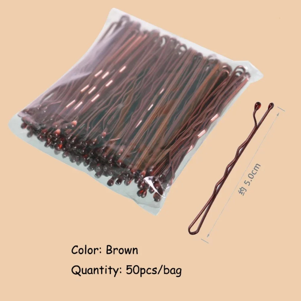 24/50pcs Black Hairpins For Women Hair Clip Lady Bobby Pins Invisible Wave Hairgrip M lifestyle view
