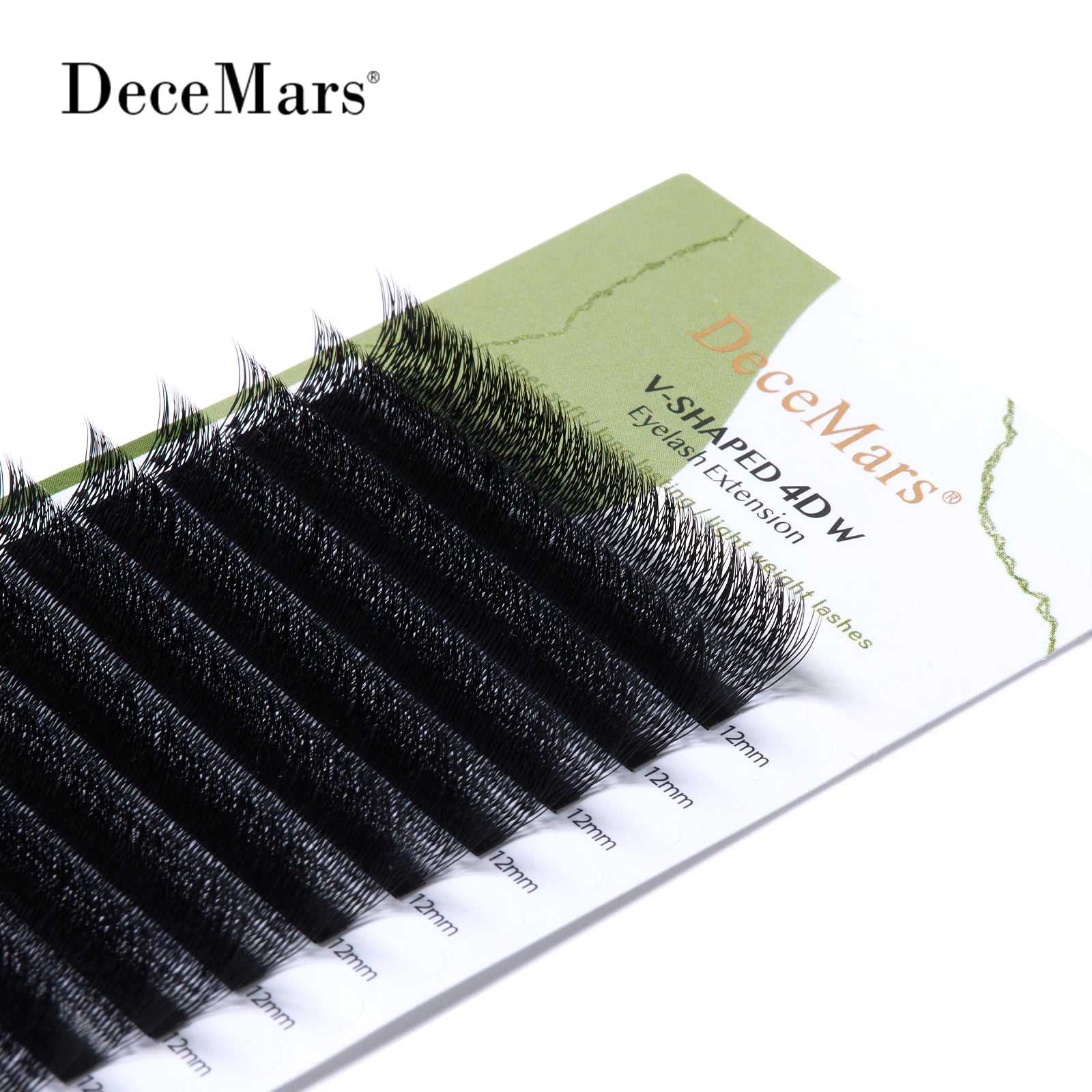 DeceMars V-Shaped 4D Eyelash Extensions | Matte Black 12 Rows per Tray detail view