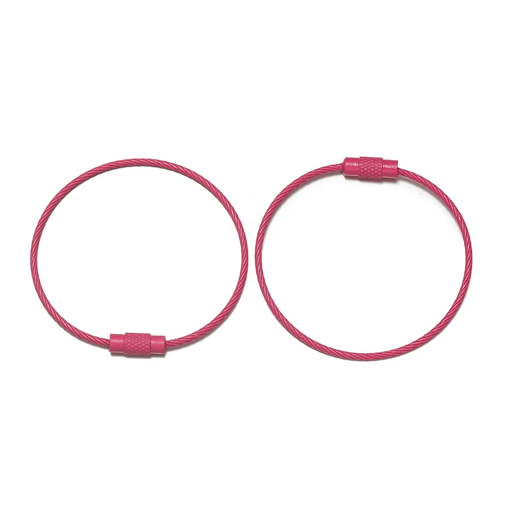 10pcs/lot 50mm Iron Key Ring Colorful Keychain Rings Screw Lock for Jewelry Making Key close-up view