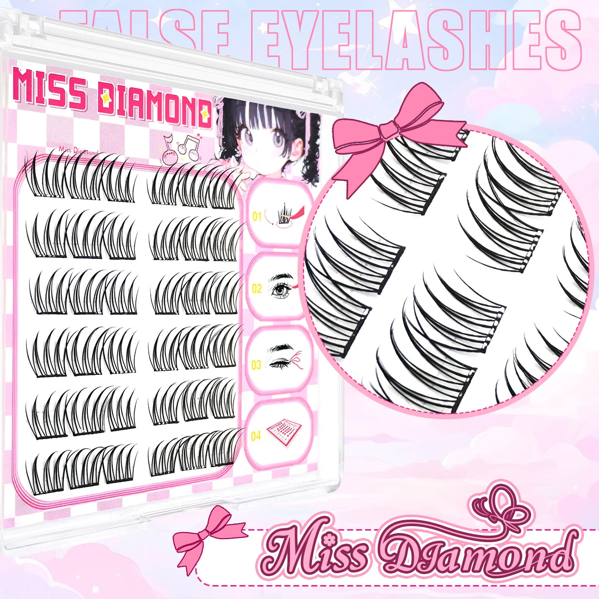 Glue Free False Eyelash | Natural Style Reusable Lashes for Beginners detail view