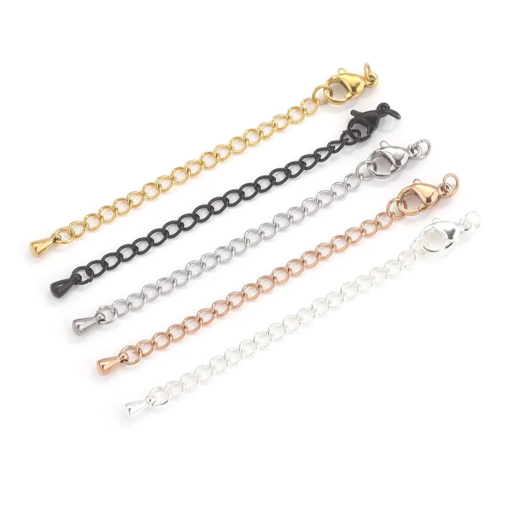 10pcs Stainless Steel Extension Extended Tail Chains With Lobster Clasps For Bracelet lifestyle view