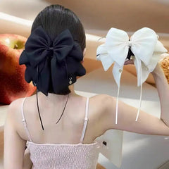 Fashion Temperament Bow Hairpin For Women Girls Bowknot Ribbon Ponytail Hair Claw Sweet Shark Clip Hair Accessories