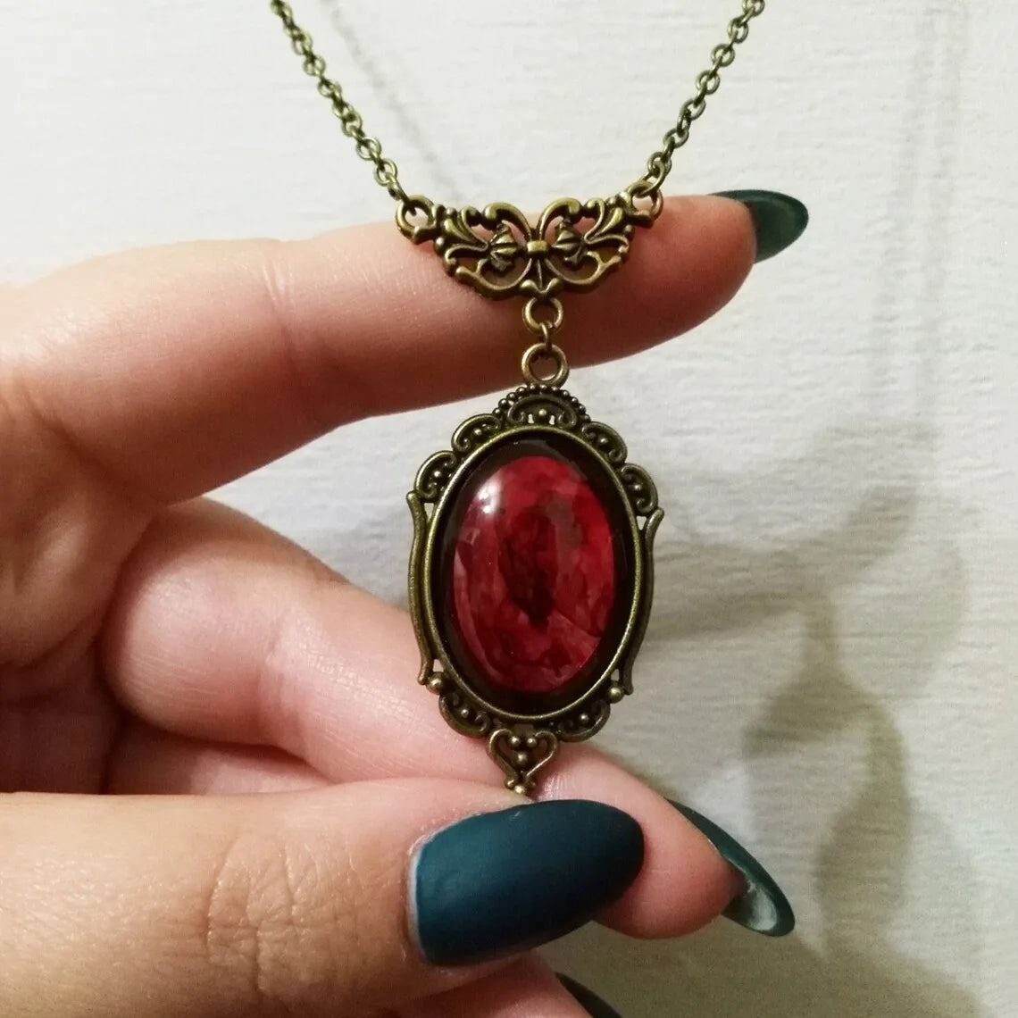 Gothic Blood Red Quartz Charm Necklace Butterfly Necklace For Women Vampire Embossed Witch Jewelry Accessories Vintage Chokers