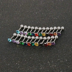 12 Pairs CZ Ear Stud Mixed Colors Cartilage Earrings Set Stainless Steel Barbell Stud alternate view