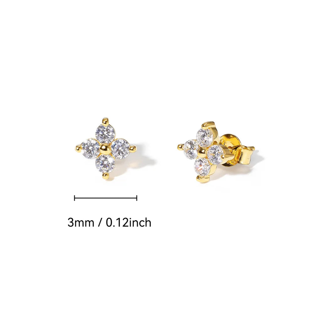 Dainty Flower Stainless Steel Stud Earrings for Women Piercing Cartilage Ear Ring Cute Z detail view