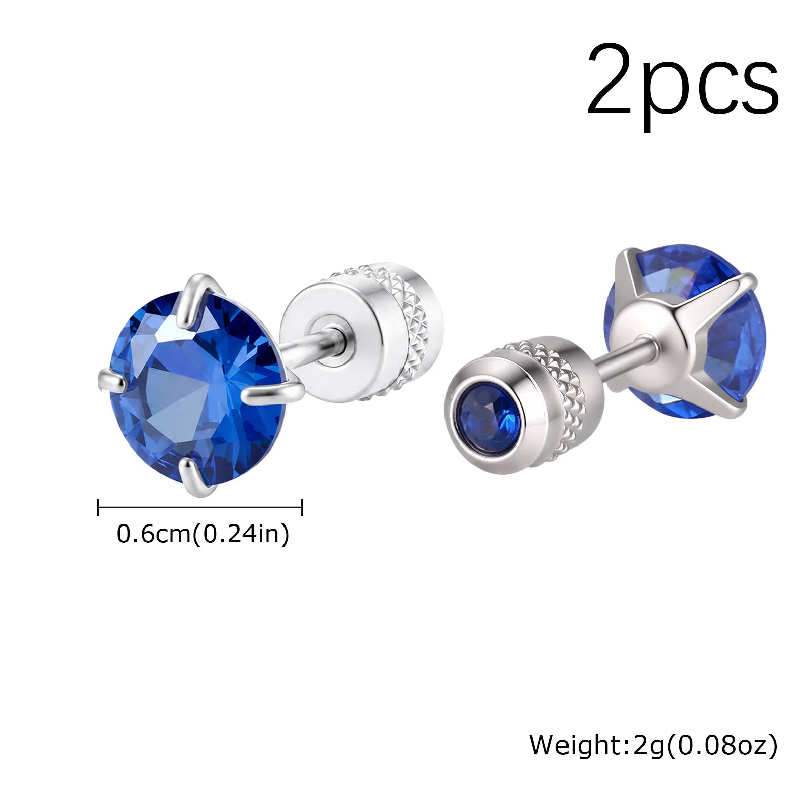 CZ Stud Earrings for Men Women,Hypoallergenic Stainless Steel Round Cubic Zirconia St alternate view