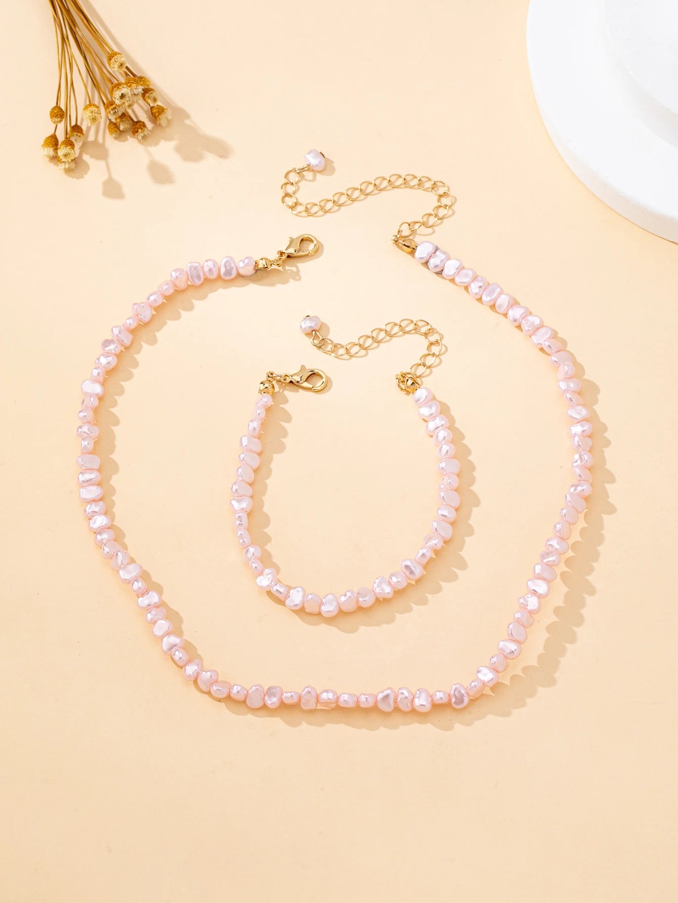 A Set of Irregular-Shaped Freshwater Pearl Necklaces, Versatile Layered Necklaces, Hig close-up view