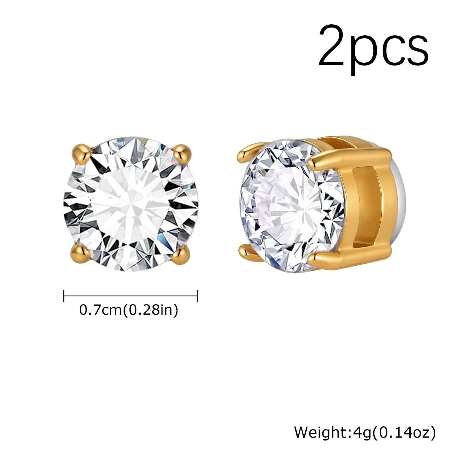 Hip-hop Zircon Magnetic Clip Earrings for Men Women,Anti Allergy Stainless Steel Non lifestyle view