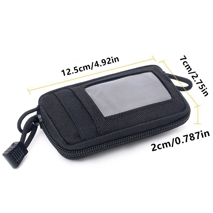Waterproof Camping EDC Pouch | Tactical Key Purse Wallet with Card Slots and Zippers close-up view