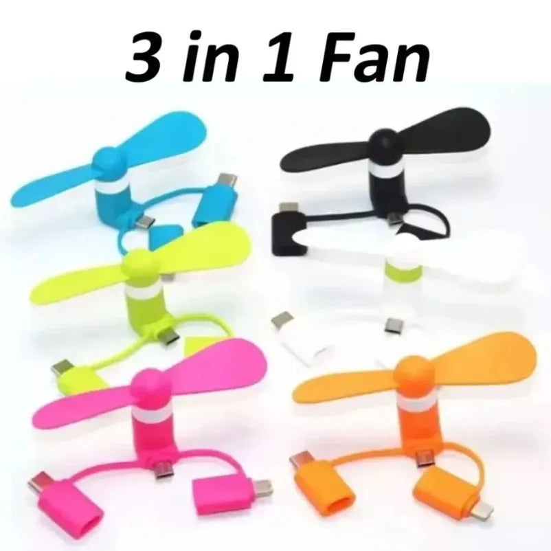 3 in 1 Universal Fan Mini Cooling Accessories USB Phone Cooler For iPhone 17-12 Samsu alternate view