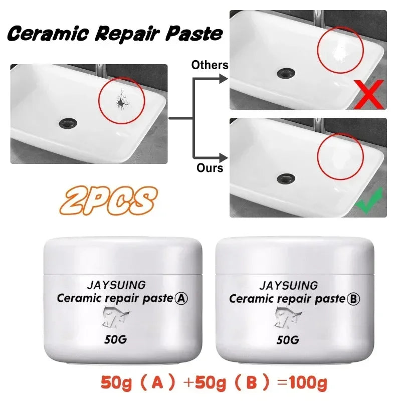 White Porcelain Repair Kit | Ceramic Repair Paste for Tubs, Tiles, Toilets, and Sinks detail view