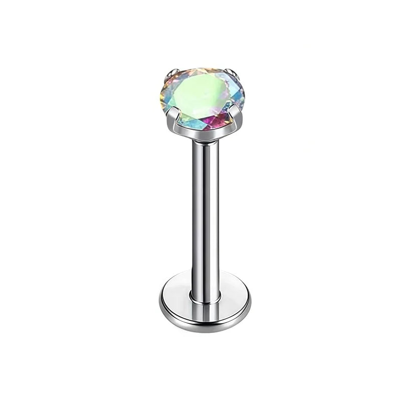 ASTM F136 Titanium 16G CZ Labret Lip Studs Helix Tragus Cartilage Flat Back Earring additional angle