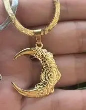 40cm+5 Exquisite stainless steel OX Moon Necklace Half Moon Blade Chain Necklaces Gol alternate view