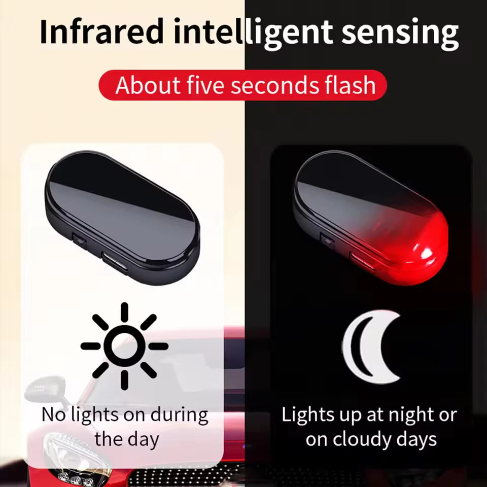Solar Powered Fake Car Security Light | Simulated Dummy Alarm LED Warning Lamp detail view