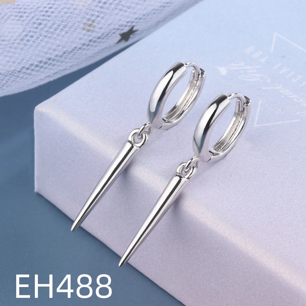 925 Sterling Silver Earrings Cone Pendant Electroplated Gold Women's Elegant Fashion alternate view
