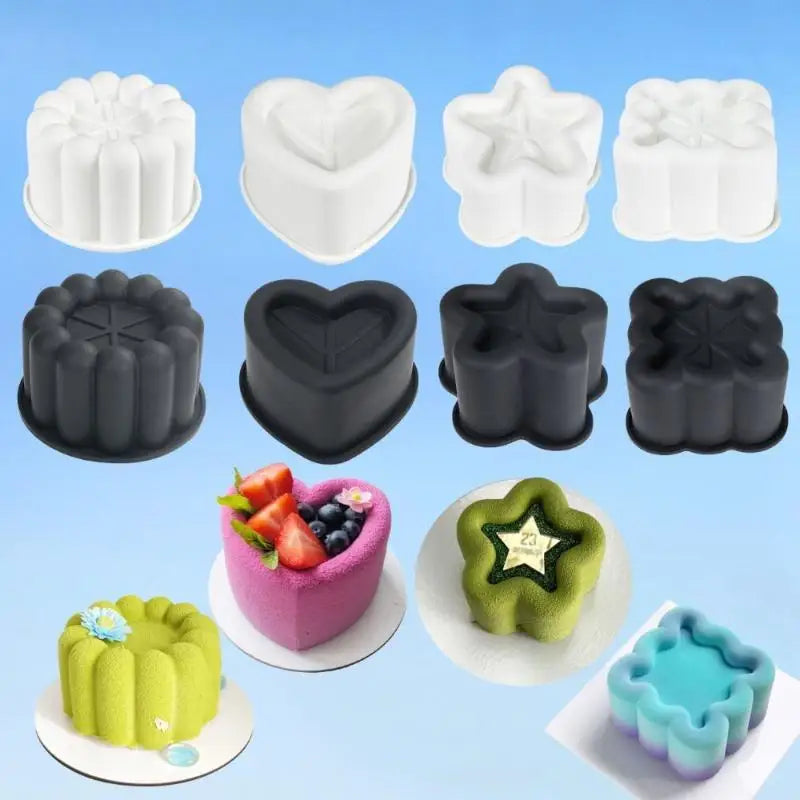 Silicone Mousse Cake Mold Flower Heart Star Shape Kitchen Baking Pudding Cup Chocolat alternate view