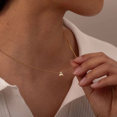 Vnox Chic Tiny A-Z Letters Necklaces for Women Girls, Gold Color Stainless Steel Init alternate view