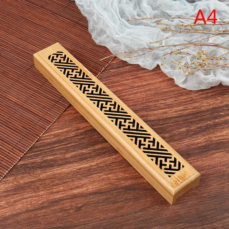 Natural Bamboo Incense Burner Holder with Storage Box | Aromatherapy Incense Tool close-up view