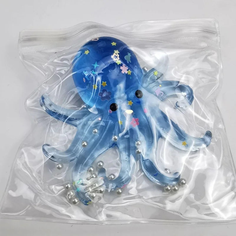 Glitter Octopus Taba Squishy Sugar Ball | Cute Animals Squeeze Fidget Sensory Toy alternate view