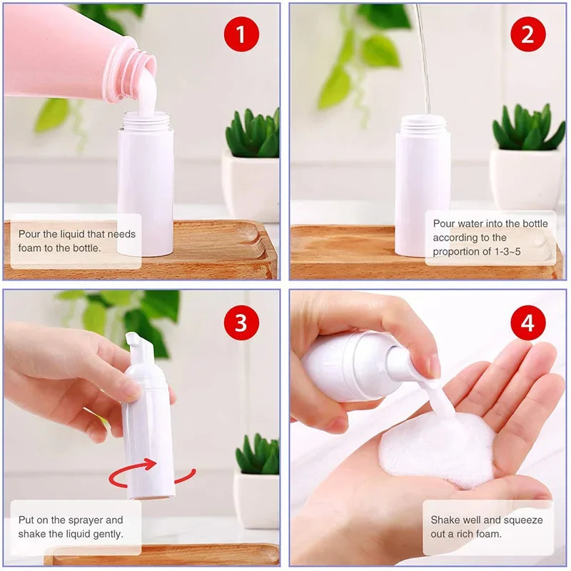 1/2pcs Foam Dispenser Pump Bottles 30/60ml Small Plastic Mini Empty Soap Refillable B lifestyle view