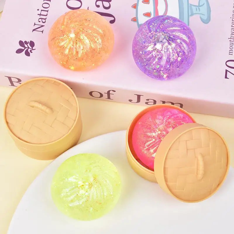 Colorful Glitter Dumpling Stress Ball | Fun Sensory Squeeze Toy alternate view